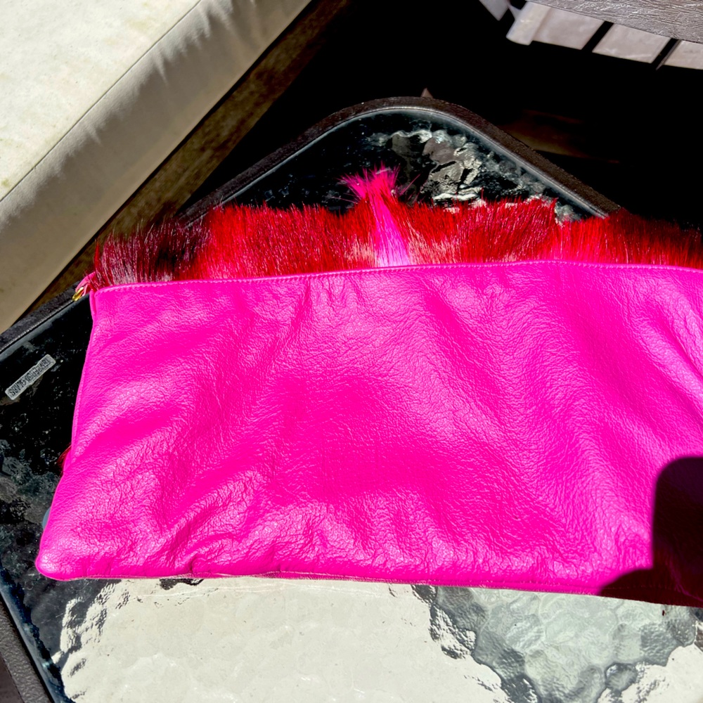 Fur and leather handbag
